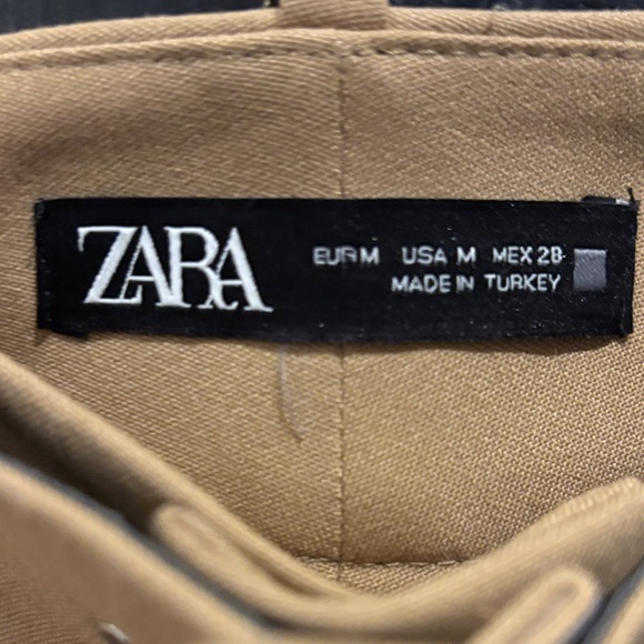 Zara Tan High Waisted Chinos with Buckle Belt - Picture 2 of 3
